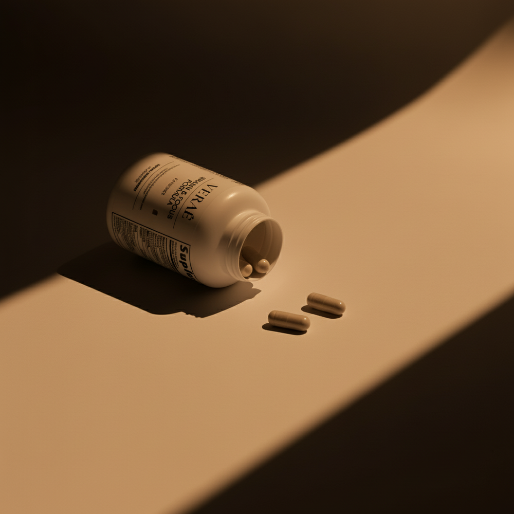 VERAÉ bottle with brown and black aesthetic